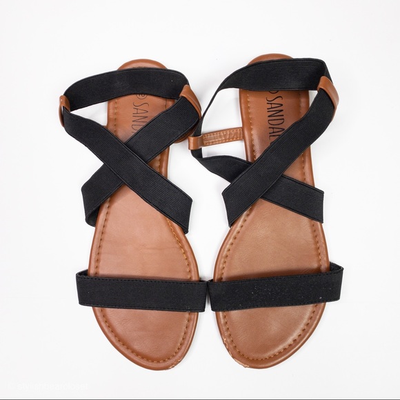 SandalUp Sandal Black Elastic With Faux Leather - Picture 2 of 5